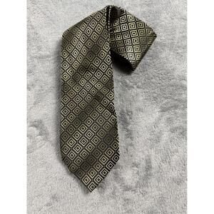 Vintage Alexander Julian Colours Silk Tie Black Gold Geometric 80s 90s